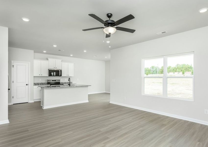 Open-concept living area.