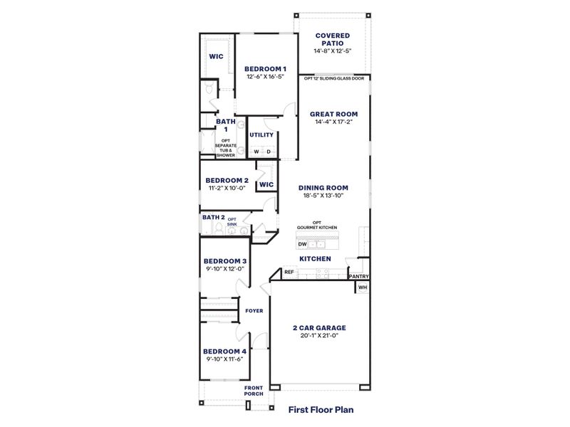 2D floor plan layout for the Mockingbird by D.R. Horton in Apache Farms, Buckeye, AZ (Image 3).