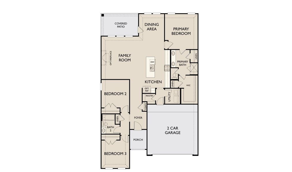 2D floor plan layout for the Kendall by Ashton Woods in Wildflower Ranch, Justin, TX (Image 5).