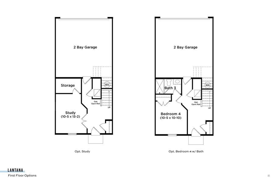 2D floor plan layout for the Lantana by DRB Homes in Parkview at Hamlin, Winter Garden, FL (Image 4).