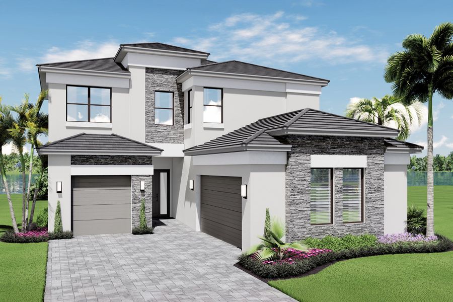 Representative exterior photo of a completed home built from the Belize by GL Homes in Valencia Del Mar (55+), Boynton Beach, FL (Image 2).