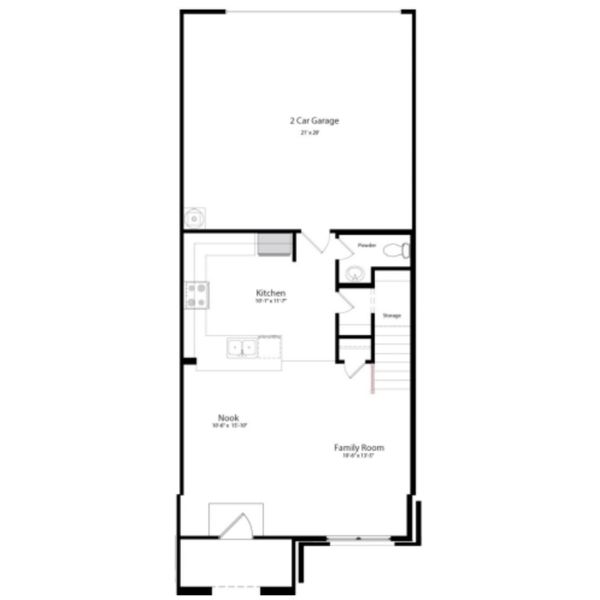 2D floor plan layout of this home in Heartland Townhomes, Heartland, TX (Image 3).