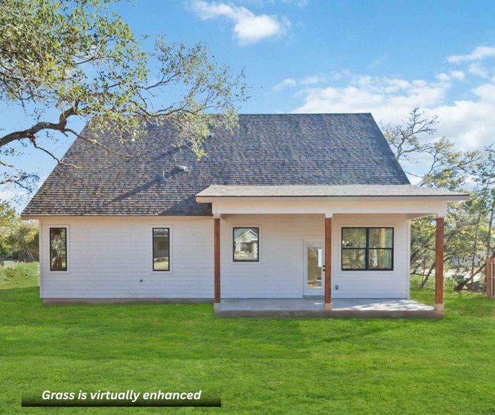 Grass virtually enhanced. Deep covered back porch and spacious backyard. Grass virtually enhanced. Deep covered back porch and spacious backyard.