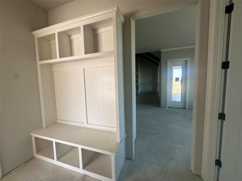 Mud bench off garage entrance