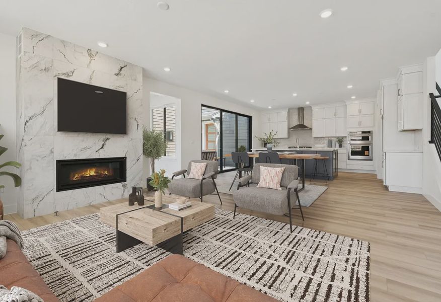 Homesite 288 Great Room, Dining + Kitchen - Virtually Staged - 4 of 14