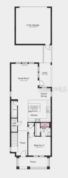 2D floor plan layout of this home in The Waters at Center Lake Ranch, St. Cloud, FL (Image 3).