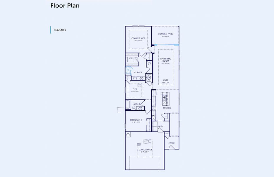 2D floor plan layout of this home in Del Webb Austin at Lost Pines, Bastrop, TX (Image 5).