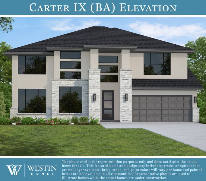 Representative exterior photo of a completed home built from the The Carter IX by Westin Homes in Nolina - 60', Georgetown, TX (Image 14). Representative exterior photo of a completed home built from the The Carter IX by Westin Homes in Nolina - 60', Georgetown, TX (Image 14).