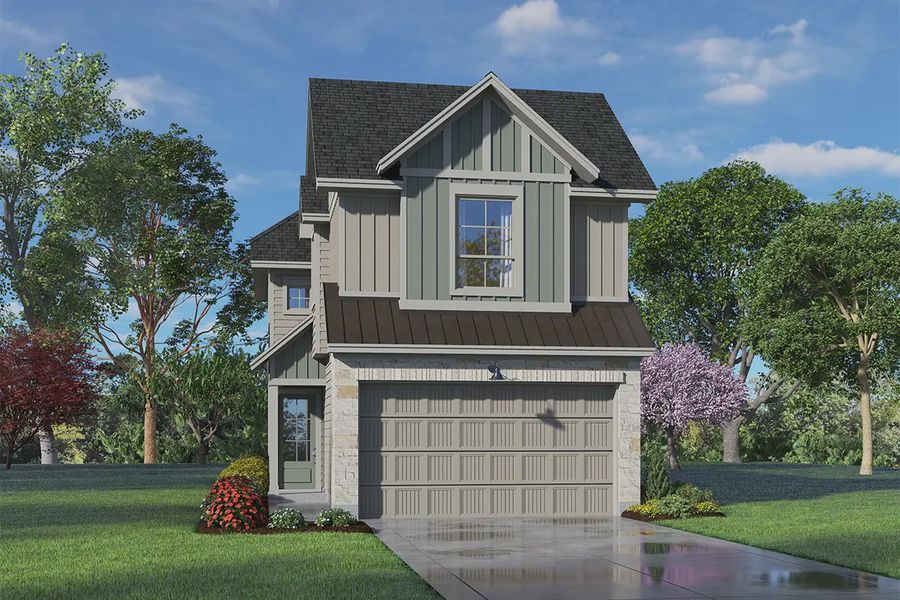 Representative exterior photo of a completed home built from the Chantilly by Chesmar Homes in The Woodland Hills Chateau, Willis, TX (Image 15).