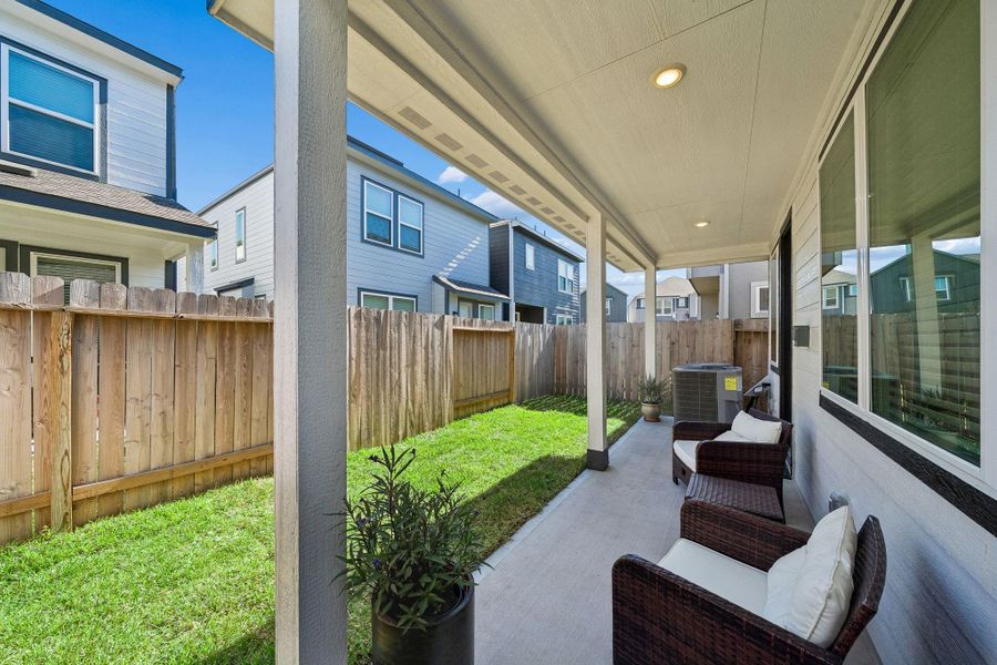 Exterior details and patio area of a home in Spring Brook Village - City Series, Houston (Image 20).