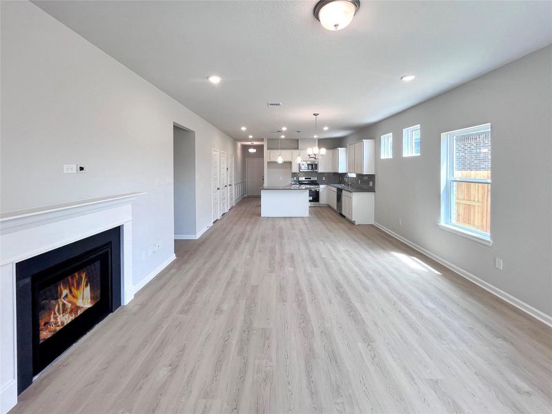 The Kettering II- Family Room into Dining Area and Kitchen