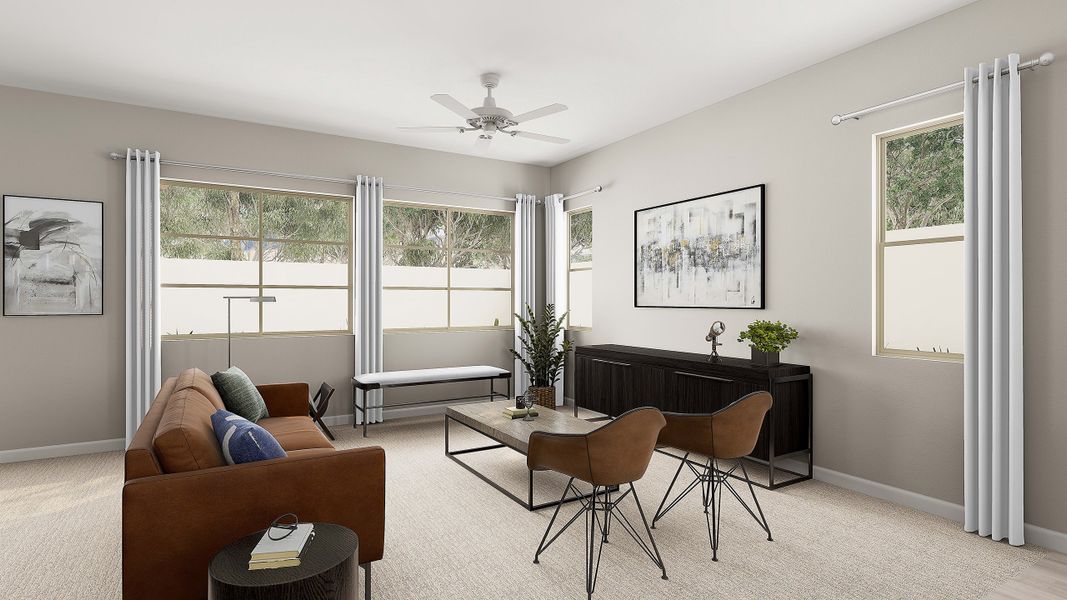 Representative furnished interior of a home built from the Willow Plan 40-9 by Tri Pointe Homes in Waterston Central, Gilbert (Image 24).