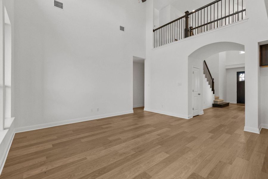Family Room with soaring ceiling