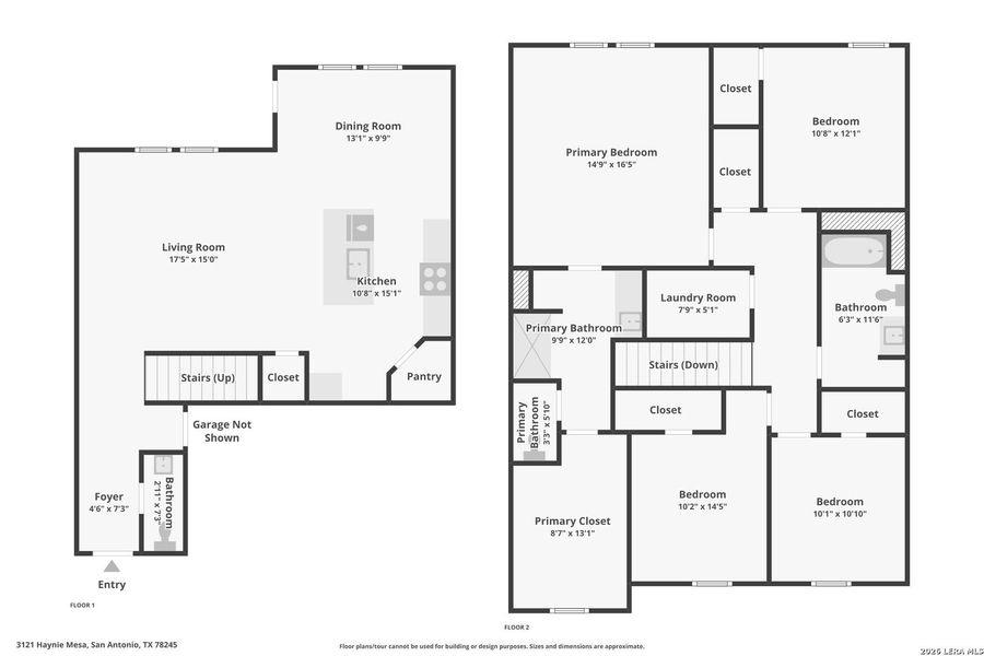 2D floor plan layout of this home in Laurel Vistas, San Antonio, TX (Image 5).