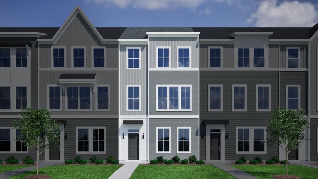Representative exterior photo of a completed home built from the Corabell 3-Story 2-Car Garage - Vanguard Collection by Mungo Homes in Avenue One, Castle Hayne, NC (Image 6). Representative exterior photo of a completed home built from the Corabell 3-Story 2-Car Garage - Vanguard Collection by Mungo Homes in Avenue One, Castle Hayne, NC (Image 6).