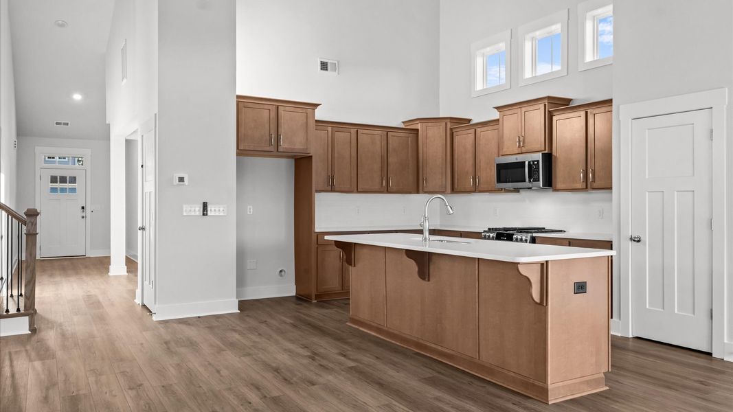 Tasteful design meets functional luxury in this kitchen with a 9-foot island