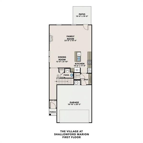 2D floor plan layout of this home in The Village at Shallowford, Kennesaw, GA (Image 5).