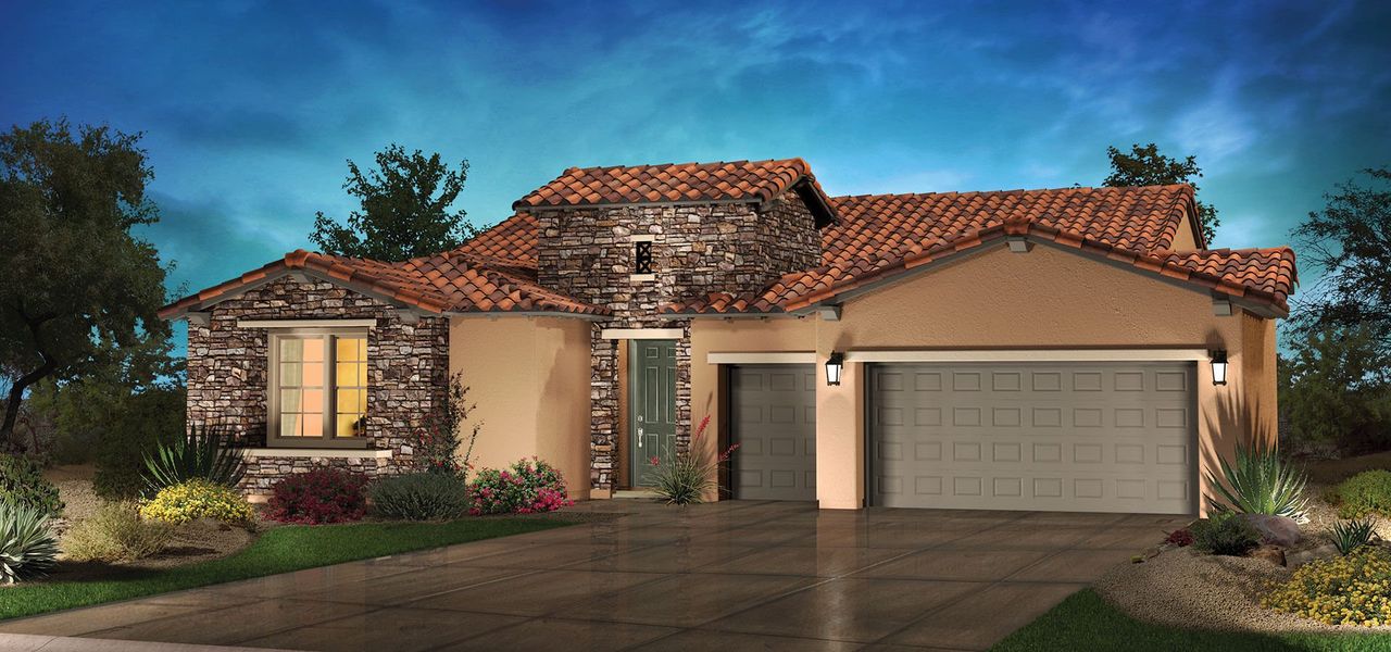 Representative exterior photo of a completed home built from the Pavona by Robson Resort Communities in Robson Ranch Arizona, Eloy, AZ (Image 11).