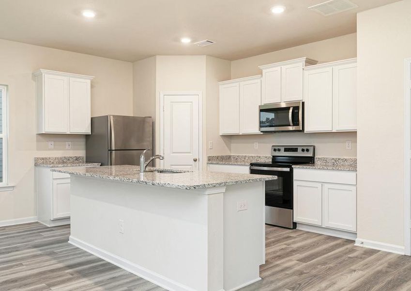 The Avery's kitchen comes equipped with stainless steel appliances