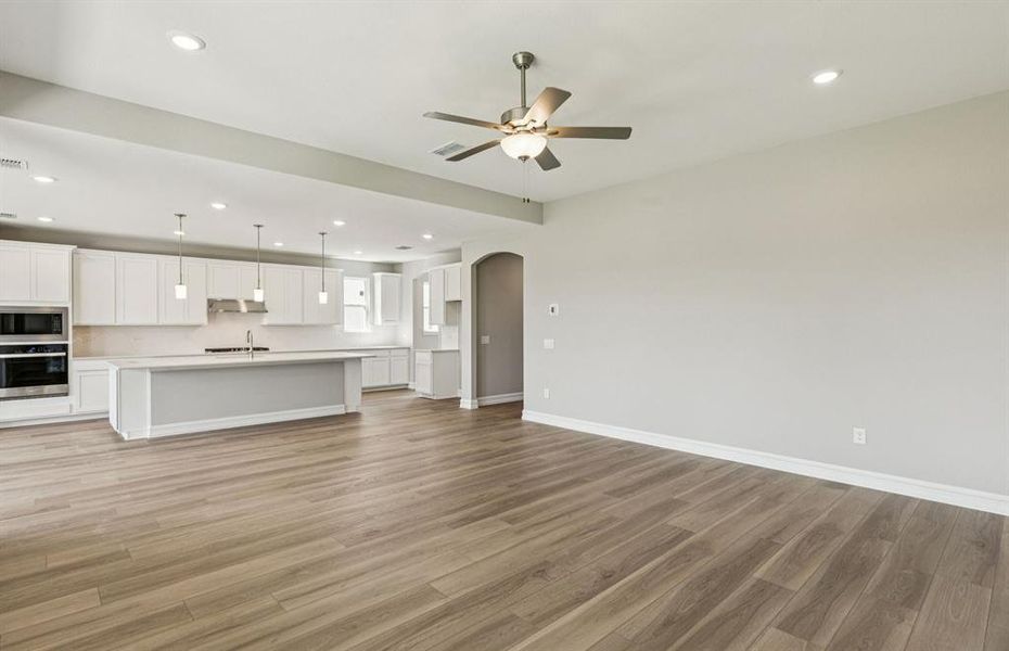 View of kitchen from gathering room