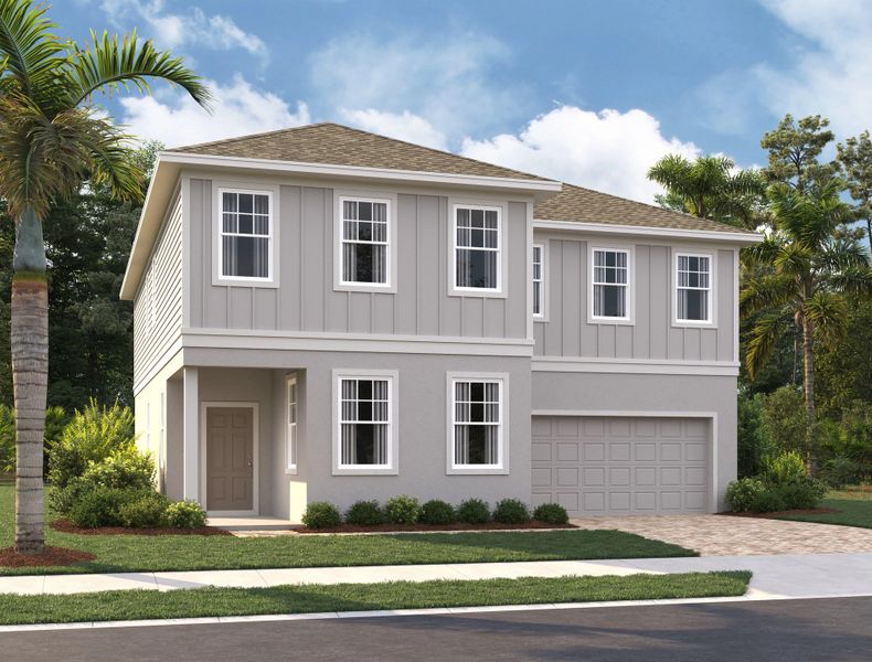 Representative exterior photo of a completed home built from the Moseley by Ashton Woods in Catamaran Cove Traditional, Rockledge, FL (Image 18).