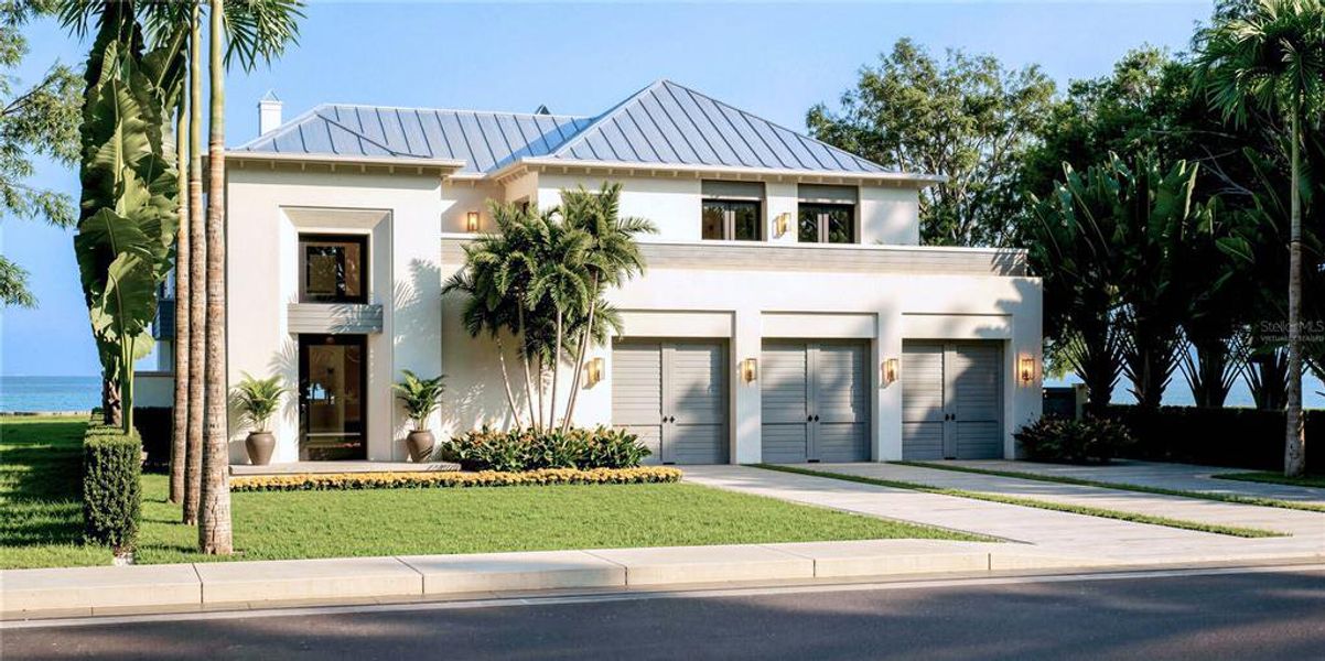 Front exterior of a new home in , Belleair Beach, FL, highlighting curb appeal (Image 1). Front exterior of a new home in , Belleair Beach, FL, highlighting curb appeal (Image 1).