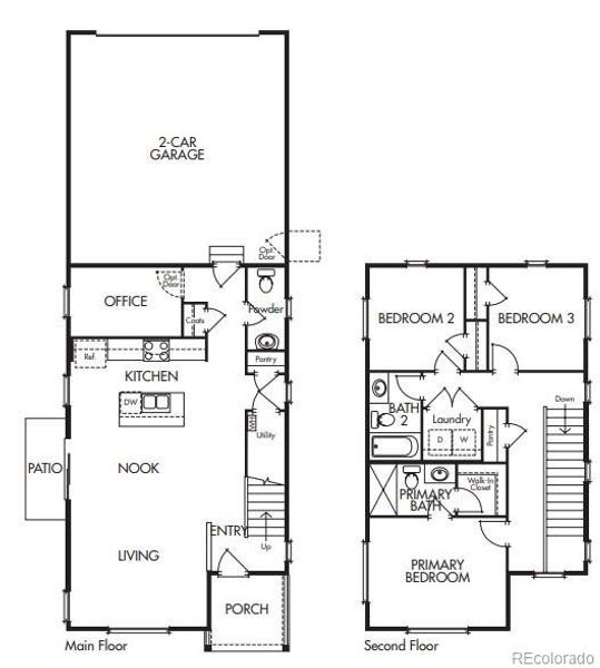 2D floor plan layout of this home in Woodrose at Painted Prairie, Aurora, CO (Image 3).