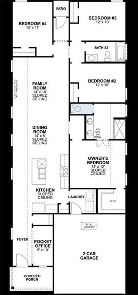 2D floor plan layout of this home in Mobberly Farms, Pilot Point, TX (Image 2).