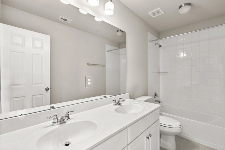 Second bath. Note: Sample product photo. Actual exterior and interior selections may vary by homesite. Photo may be virtually staged Second bath. Note: Sample product photo. Actual exterior and interior selections may vary by homesite. Photo may be virtually staged