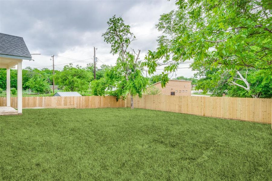 View of yard featuring a fenced backyard