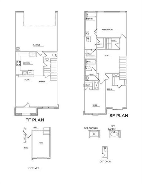 2D floor plan layout of this home in Heartland Townhomes, Heartland, TX (Image 1).