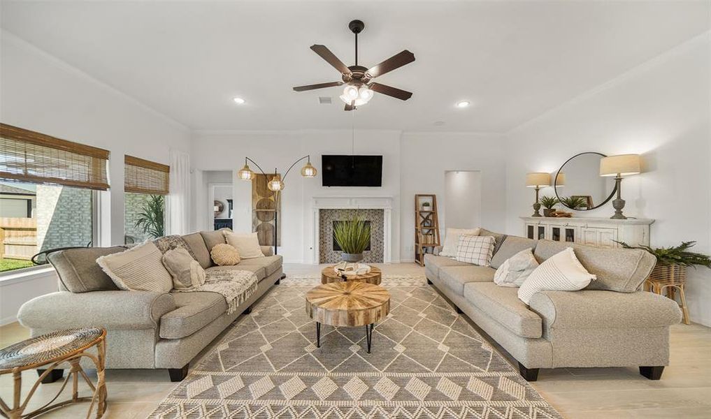 Cozy fireplace in great room (*Photo not of actual home and used for illustration purposes only.)