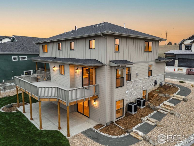 Large Deck and Patio with path to lower level