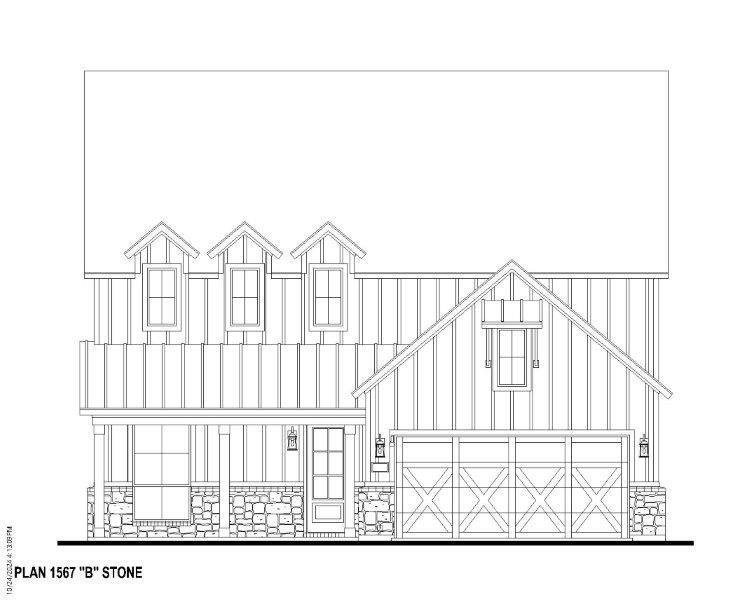 Plan 1567 Elevation B w/ Stone