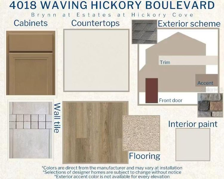 Sample of building materials used in homes in Estates at Hickory Cove - Bungalows, St. Cloud (Image 4). Sample of building materials used in homes in Estates at Hickory Cove - Bungalows, St. Cloud (Image 4).