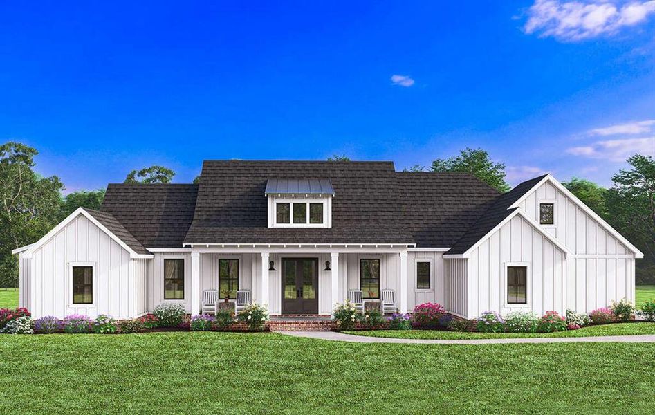 Front exterior of a new home in Oak Water Ranch, Granbury, TX, highlighting curb appeal (Image 21).