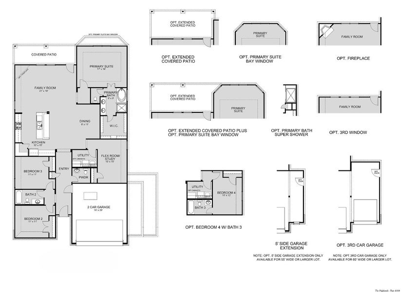 2D floor plan layout for the The Highlands by Legend Homes in Bluestem, Brookshire, TX (Image 3).
