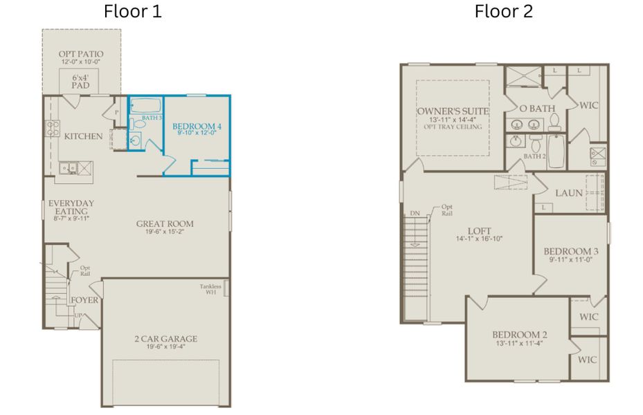 2D floor plan layout of this home in Providence Oaks, Fuquay Varina, NC (Image 3).