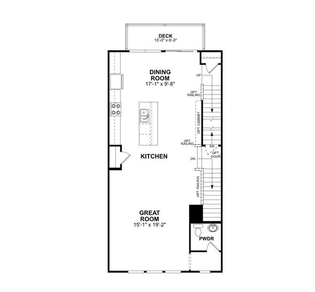 2D floor plan layout of this home in Green Level Trail Townhomes, Apex, NC (Image 6).