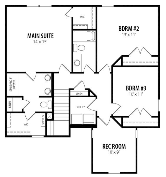 2D floor plan layout for the Stewart by RiverWILD Homes in Harvest Meadows, Zebulon, NC (Image 4). 2D floor plan layout for the Stewart by RiverWILD Homes in Harvest Meadows, Zebulon, NC (Image 4).