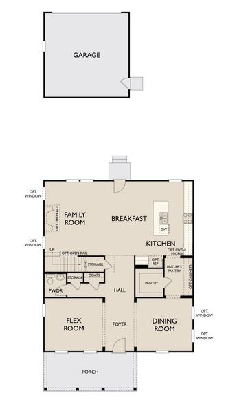 2D floor plan layout for the Overton by Ashton Woods in Midtown at Nexton, Summerville, SC (Image 2).