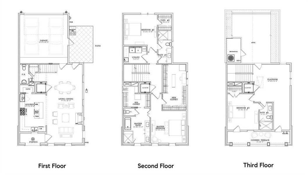 Three Story Plan by Pelican Builders, Inc. featuring first-floor living!