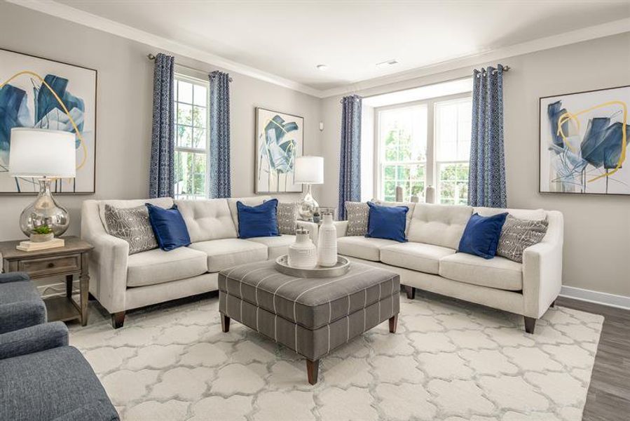 Representative furnished interior of a home built from the Mendelssohn by Ryan Homes in Park Ridge at Sugar Hill, Sugar Hill (Image 4).