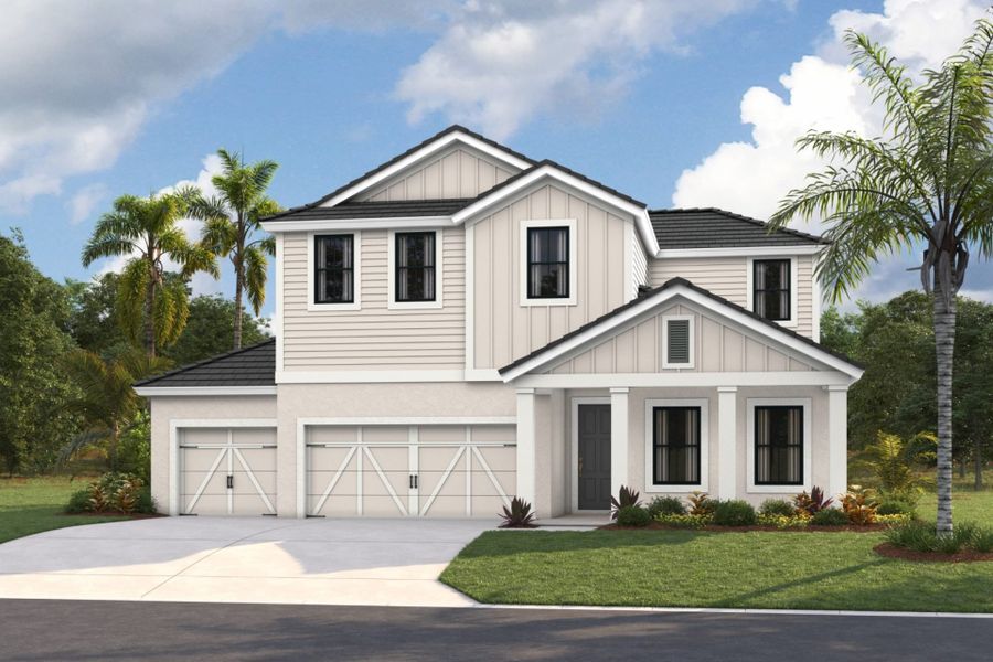 Representative exterior photo of a completed home built from the Bayside II by Homes by WestBay in Pasadena Ridge, Pasadena Hills, FL (Image 4).