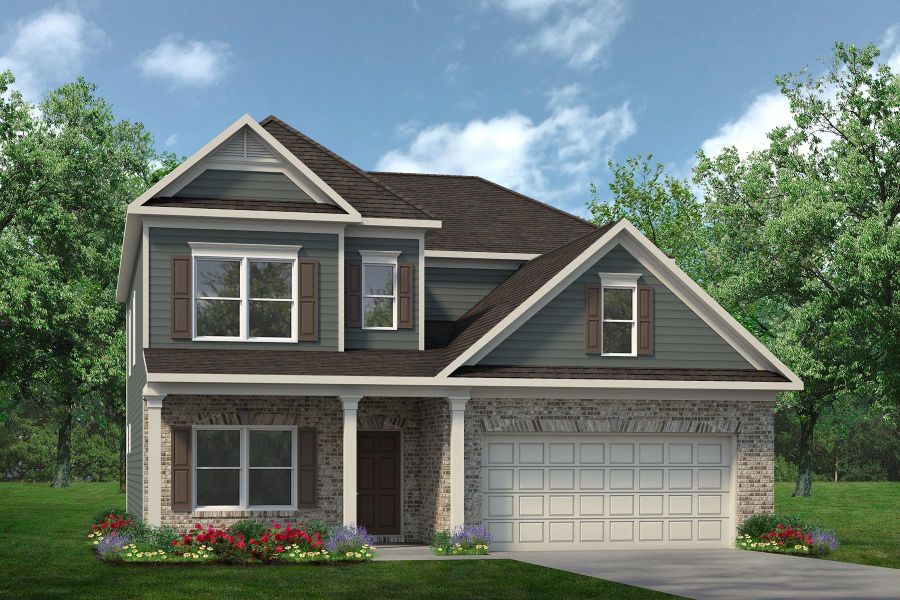 Front exterior of a new home in The Oaks, Clarksville, TN, highlighting curb appeal (Image 1). Front exterior of a new home in The Oaks, Clarksville, TN, highlighting curb appeal (Image 1).