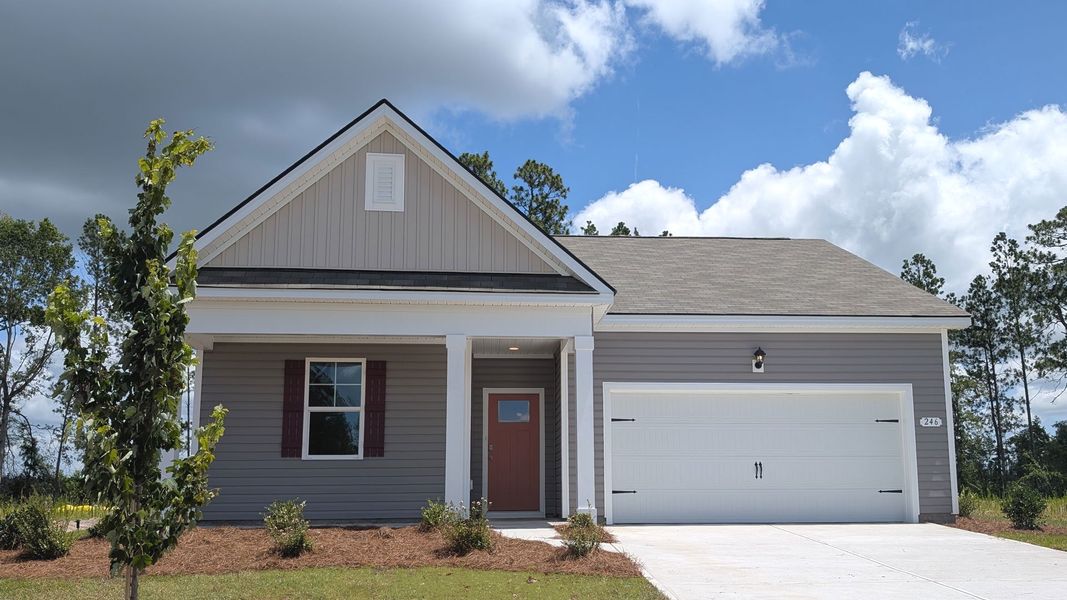 Representative exterior photo of a completed home built from the CALI by D.R. Horton in The Forest at Black Bear, Longs, SC (Image 2).