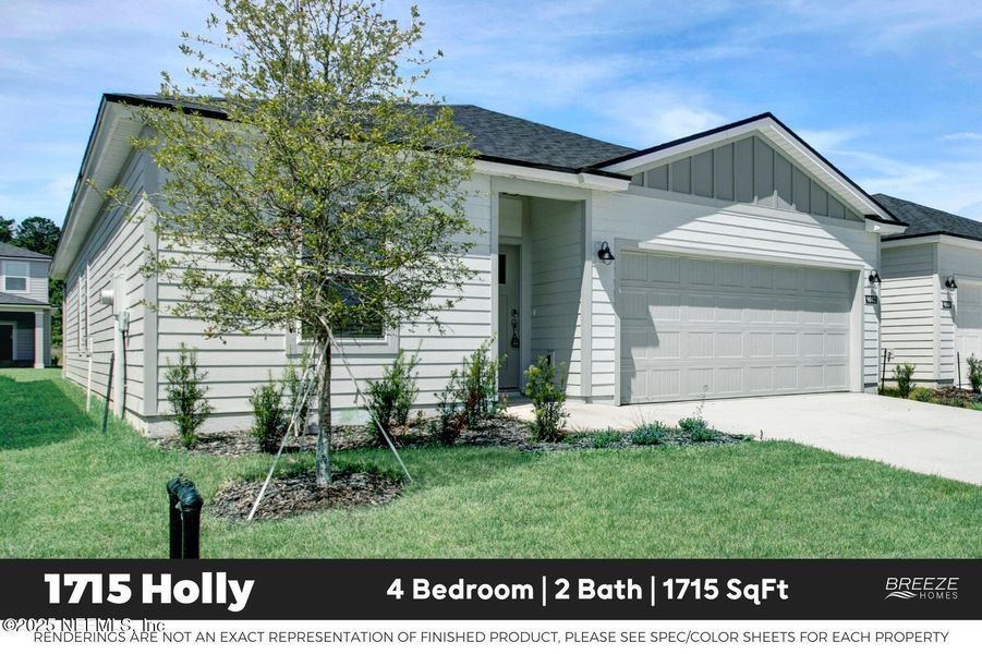 Front exterior of a new home in Saddle Oaks, Jacksonville, FL, highlighting curb appeal (Image 1).