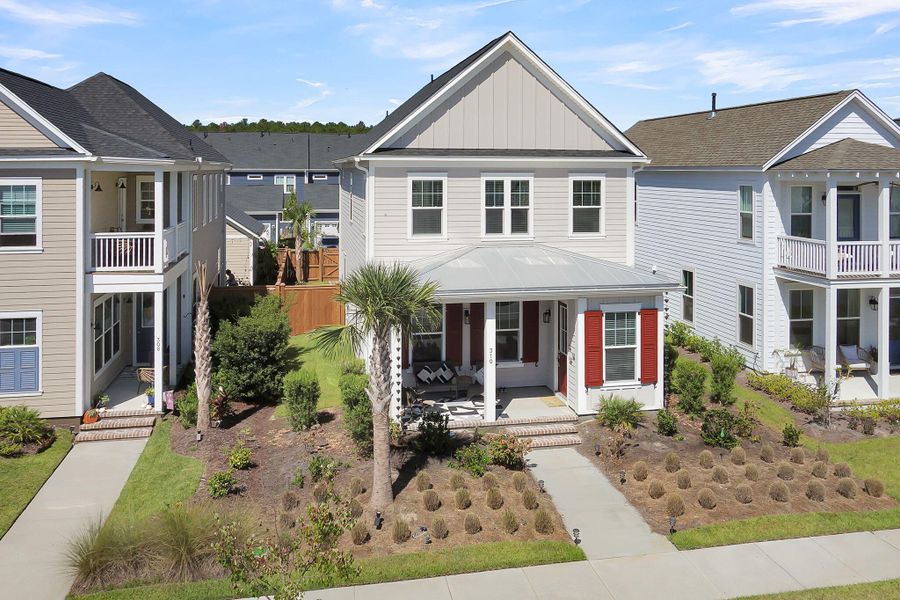 Exterior details and patio area of a home in Midtown at Nexton, Summerville (Image 27).