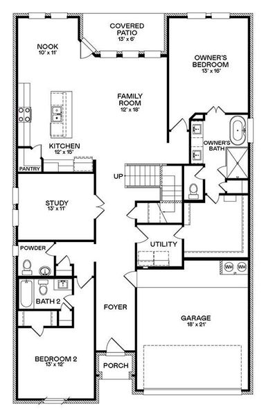 2D floor plan layout of this home in The Preserve at Rosenberg: Richmond Collection, Rosenberg, TX (Image 3).