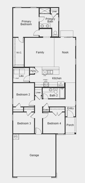 2D floor plan layout for the Plan 1638 by KB Home in Jade Creek, Chapel Hill, NC (Image 4). 2D floor plan layout for the Plan 1638 by KB Home in Jade Creek, Chapel Hill, NC (Image 4).